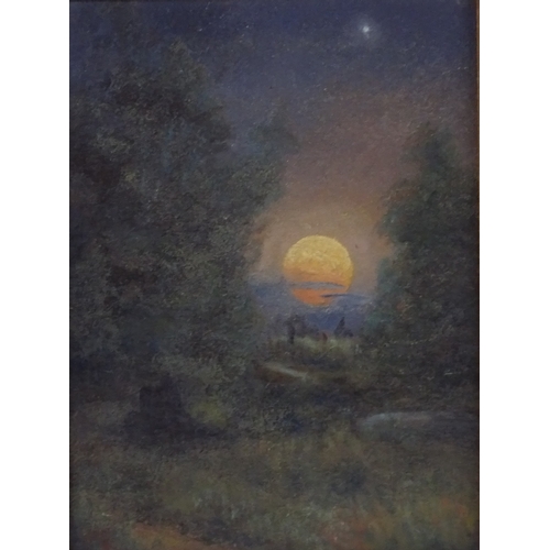 1194 - Early 20th century Canadian School, oil on board, moonlit landscape, 7.5