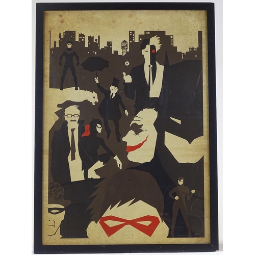 1199 - Mid-20th century Batman poster, possibly a prototype design, image size 23