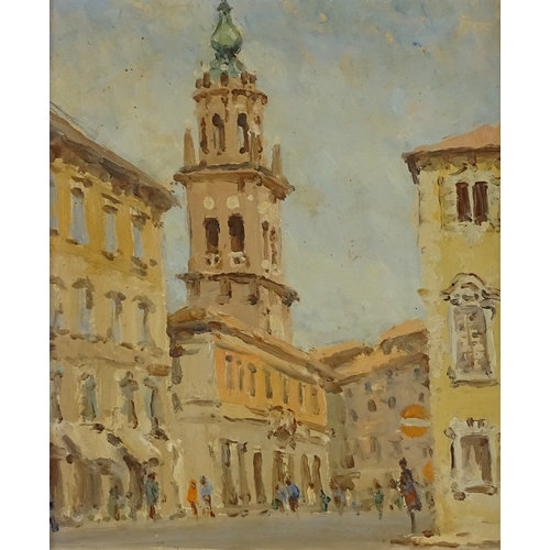 1204 - Hugh Boycott Brown, oil on board, Italian town scene Parma, 1982, 9