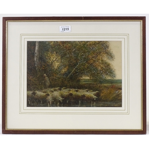 1215 - Attributed to Samuel Palmer (1805 -1881), mixed media on paper laid on card, watering the flock, uns... 