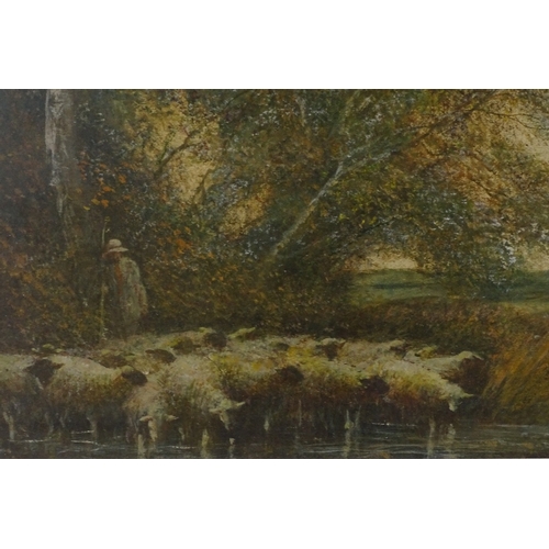 1215 - Attributed to Samuel Palmer (1805 -1881), mixed media on paper laid on card, watering the flock, uns... 