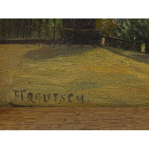 1219 - Franz Trautsch (1866 - 1920), oil on panel, Continental city view, 7