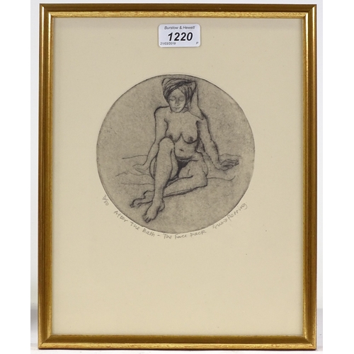 1220 - Susie Perring, circular engraving, after the bath, signed in pencil, 3/50, plate 5.75