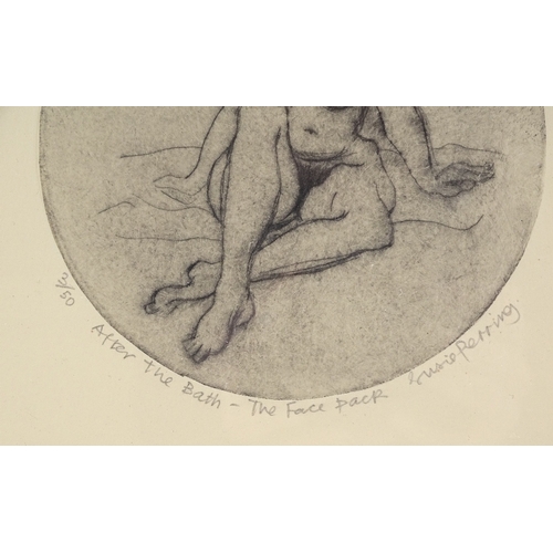 1220 - Susie Perring, circular engraving, after the bath, signed in pencil, 3/50, plate 5.75