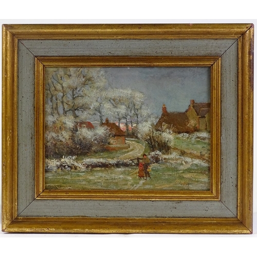 1224 - 19th century oil on canvas, woman and child in a landscape, indistinctly signed, 9