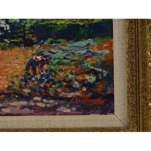 1239 - Matt Bruce (1915 -2000), oil on board, impressionist garden scene, 12