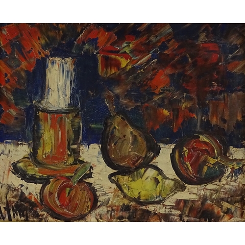 1248 - Mid-20th century European School, oil on canvas, still life, table study, 8.5