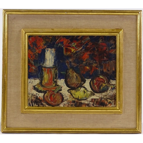 1248 - Mid-20th century European School, oil on canvas, still life, table study, 8.5