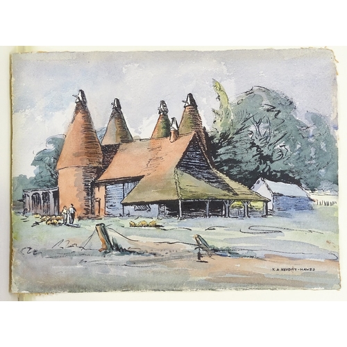 1252 - Album of mainly early to mid-20th century watercolours (50)