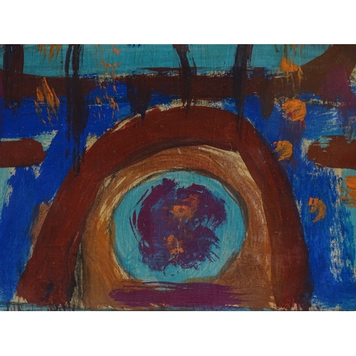 1253 - Late 20th century British School, gouache on paper, abstract composition, unsigned, 10