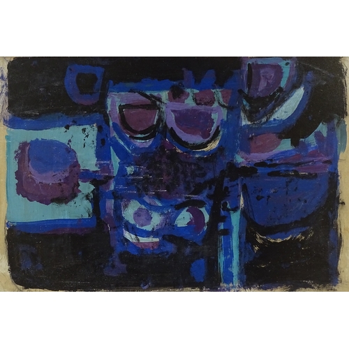 1254 - Late 20th century British School, gouache on paper, abstract composition, unsigned, 10