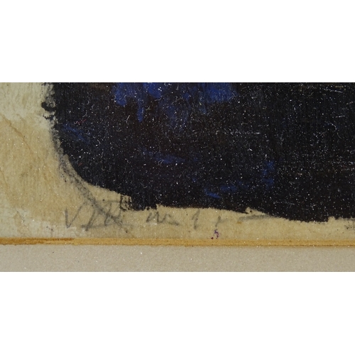 1254 - Late 20th century British School, gouache on paper, abstract composition, unsigned, 10