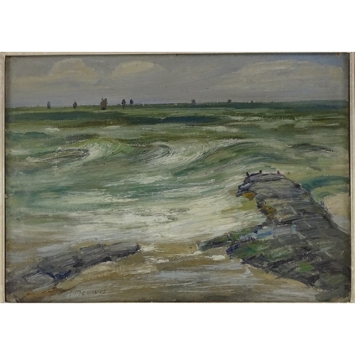 1255 - Henri Meuwis (1870 - 1935), oil on board, coastal view, 10