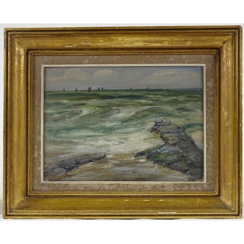 1255 - Henri Meuwis (1870 - 1935), oil on board, coastal view, 10