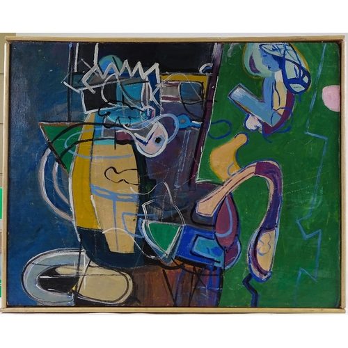 1259 - Late 20th century British School, acrylic on board, abstract composition, 30