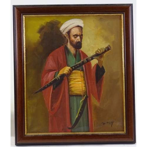 1260 - 2 Middle Eastern School, oils on canvas, studies of Arab men, largest 12