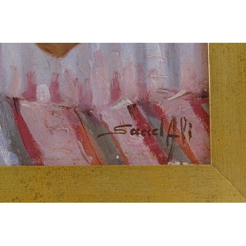 1262 - Middle Eastern School, 2 oils on canvas, study of a young woman, 19