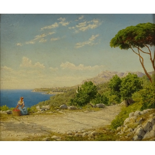 1268 - John Mulcaster Carrick (1833 - 1896), oil on board, Italian Coastal scene, 10