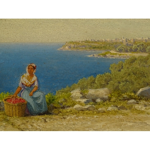 1268 - John Mulcaster Carrick (1833 - 1896), oil on board, Italian Coastal scene, 10