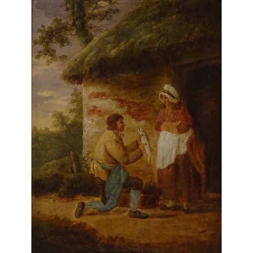 1269 - 18th century oil on wood panel, the fishermen's catch, unsigned, 14