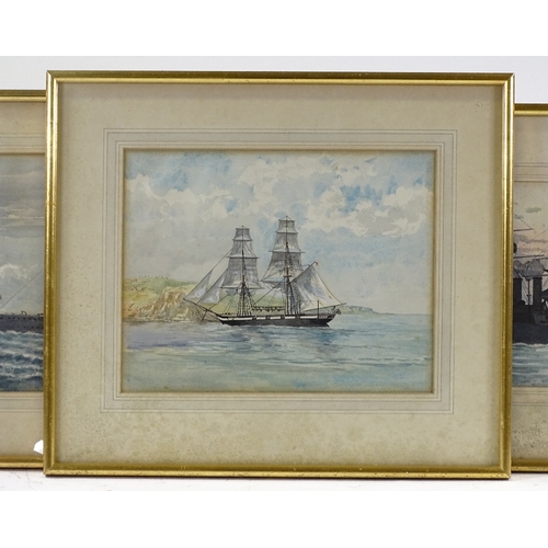 1274 - 5 watercolours circa 1920, First War battleships, 1 signed with initials FT, dated 1920, largest 8.5... 