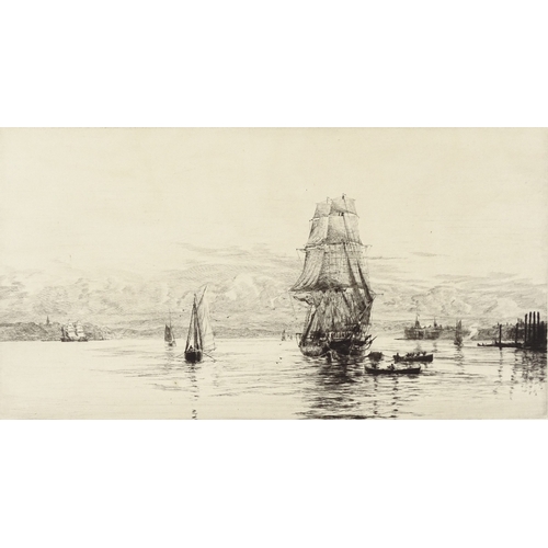 1275 - Harold Wyllie, etching, harbour scene, signed in pencil, plate size 6.5