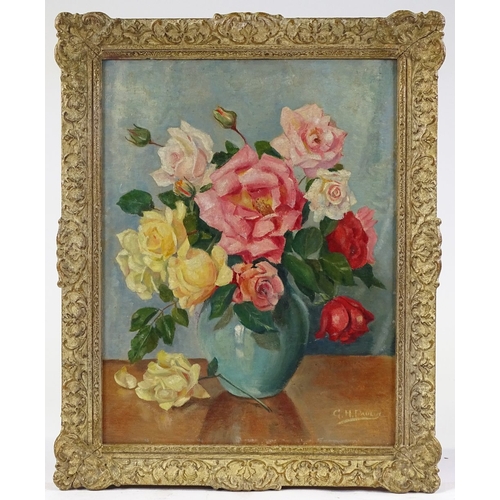 1276 - George Henry Paulin (1888-1962), oil on board, still life roses, 18