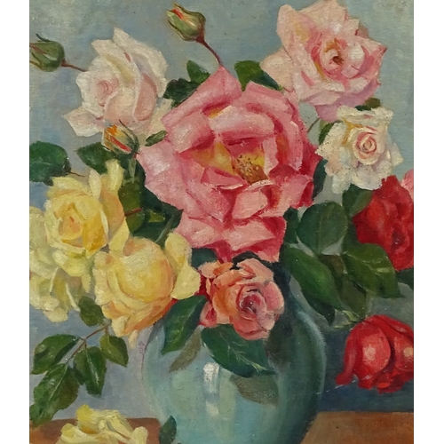 1276 - George Henry Paulin (1888-1962), oil on board, still life roses, 18