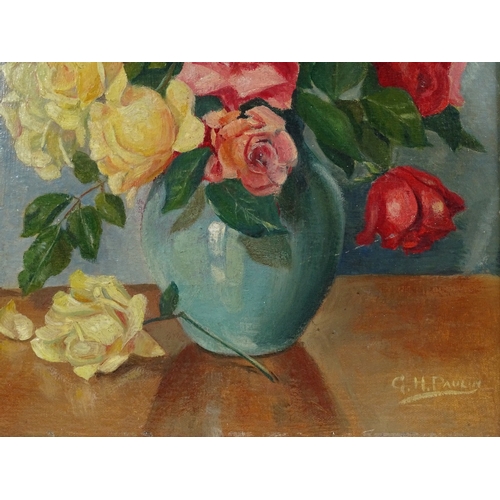 1276 - George Henry Paulin (1888-1962), oil on board, still life roses, 18