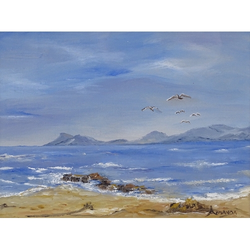 1277 - Amanda Olivier, 2 acrylics on board, South African coastal scenes, largest 8