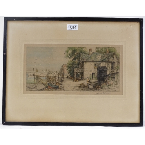 1280 - Henry G Walker, 3 coloured etchings, West Country scenes, plate size 6