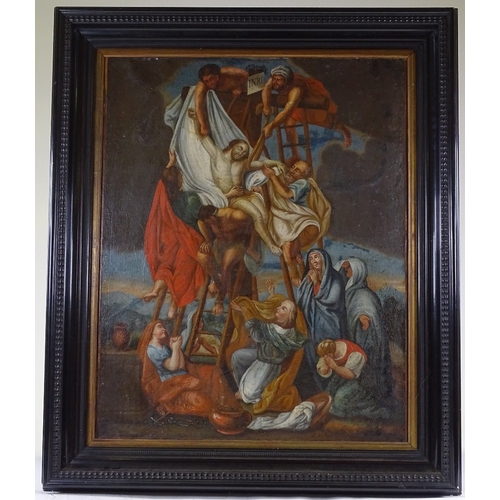 1282 - 18th century oil on canvas, the descent from the cross, unsigned, 32