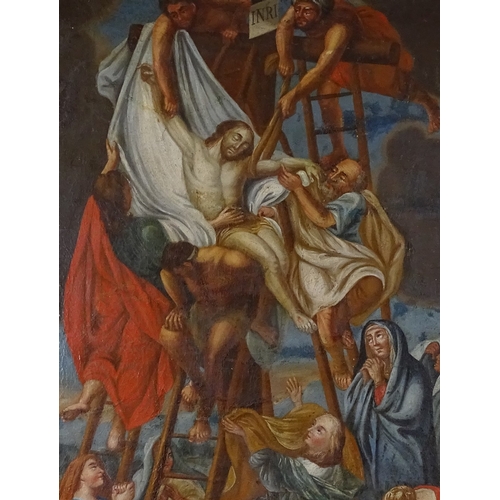 1282 - 18th century oil on canvas, the descent from the cross, unsigned, 32