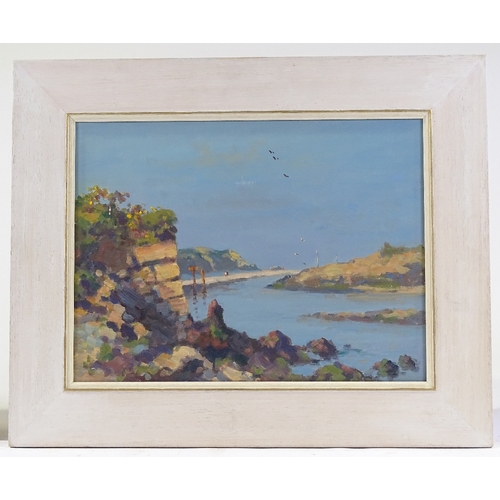 1284 - Late 20th century oil on canvas, Cornish coastal scene, unsigned but possibly by Douglas Hill, 12