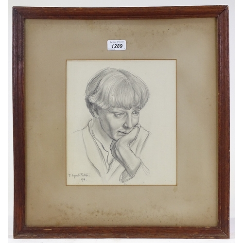 1289 - Thomas Poulton (1890 - 1975), pencil drawing, portrait of Desmond Chute, signed and dated 1914, with... 