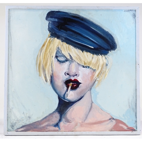 1292 - Clive Fredriksson, oil on canvas, red lips, 19