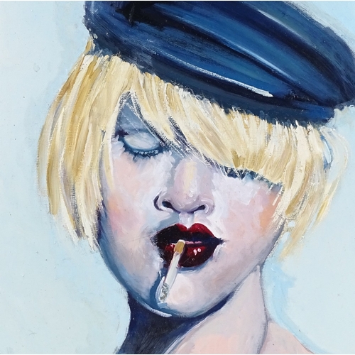 1292 - Clive Fredriksson, oil on canvas, red lips, 19