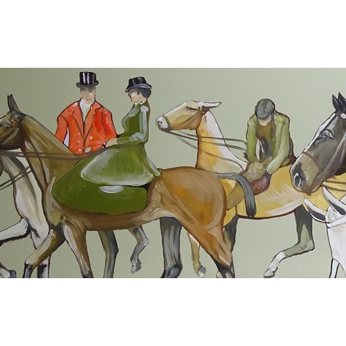 1294 - Clive Fredriksson, oil on canvas, the hunt meet, 20