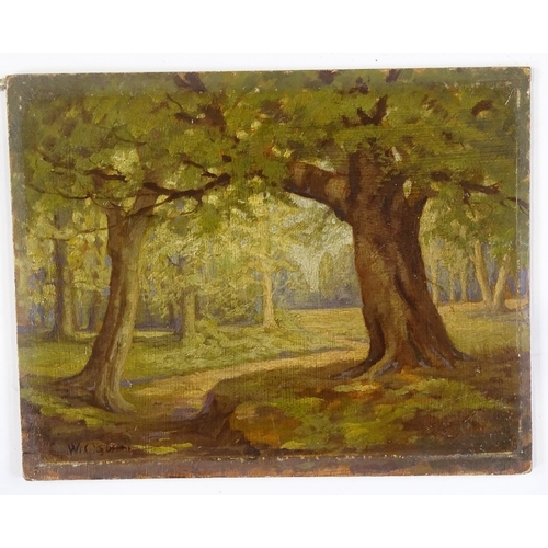 1296 - 4 early 20th century oils on board, rural landscapes, unsigned, largest 14