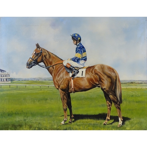 1315 - Manner of F M Hollams, pair of oils on canvas, jockeys and racehorses, 20