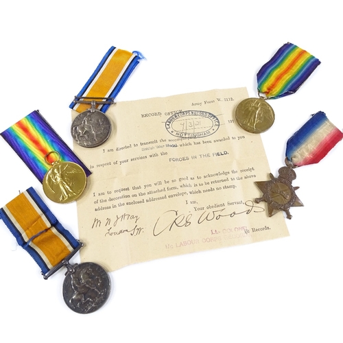 105 - A trio of First War medals awarded to 2992 L G Wray
Essex Regiment, and a pair of First War medals a... 