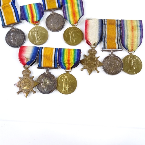 110 - 2 trios of First War Service medals, and 2 pairs of First War Service medals (10)