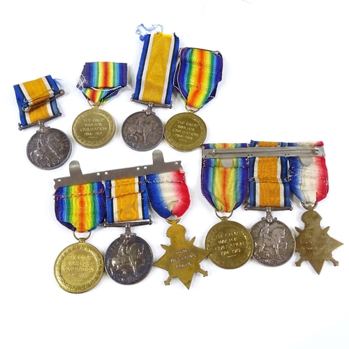 110 - 2 trios of First War Service medals, and 2 pairs of First War Service medals (10)