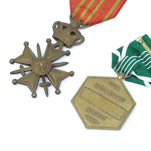 113 - An American Military Merit medal, and Iraq medal 1991, and a Belgian Cross (3)