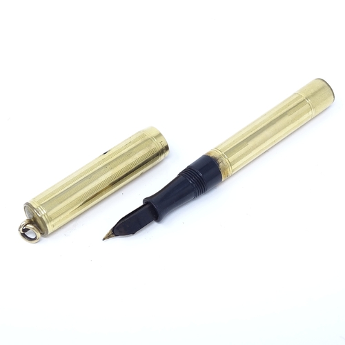 114 - A Vintage Ideal gold plated fountain pen, length 9cm