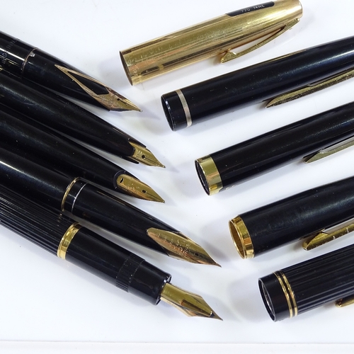 115 - A group of 5 Vintage fountain pens with gold nibs, 3 Oriental porcelain and glass snuff bottles, an ... 