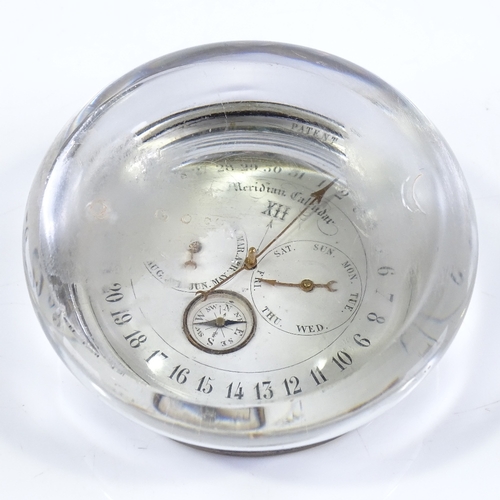 123 - An unusual desk calendar paperweight, circa 1900, the enamel dial inscribed Meridian Calendar with i... 