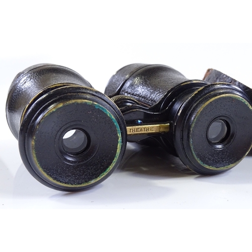 49 - A pair of le Maire brass and leather binoculars, circa 1900, with rotating theatre field and marine ... 