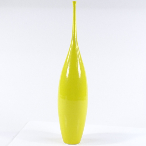 80 - A Sophie Cook lemon yellow Studio pottery bottle vase, height 41cm