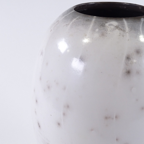 81 - A John Nuttgens Studio pottery white terra sigillata (smoke fired) vase, height 31cm